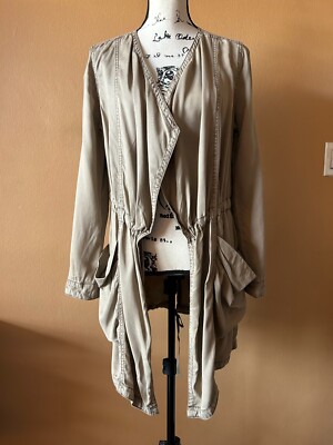 Anthropologie Hei Hei Morgan Draped Open Trench Jacket in Taupe Size XS