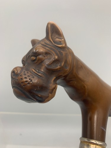 Schön detaillierter Vintage Dogge Hundekopf Gehstock Topper Griff - Bild 5 von 11