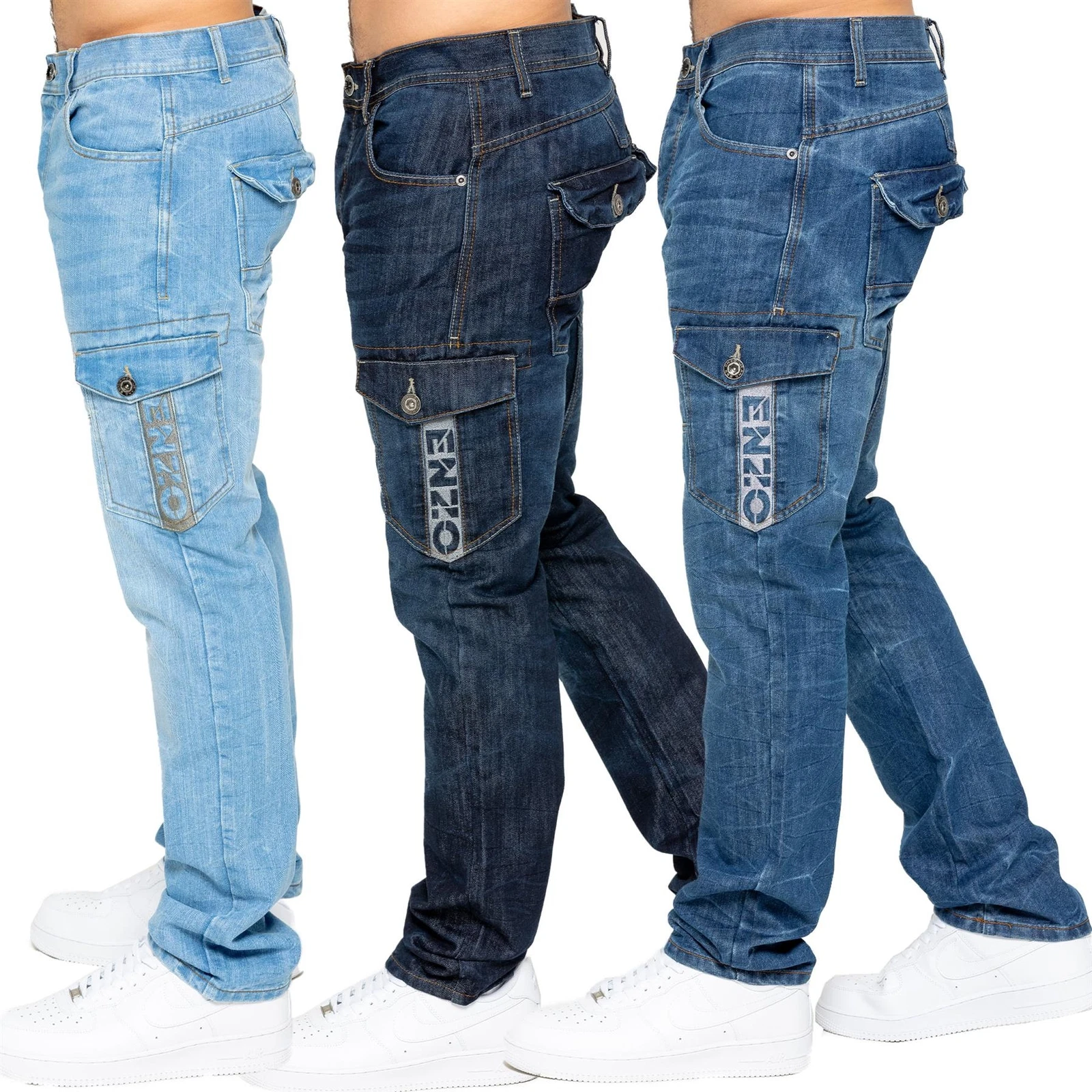 Mens Enzo Jeans Straight Leg Denim Regular Fit Pants All Uk Waist Sizes