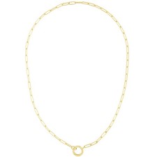 14K Yellow Gold 3.2mm Paperclip Round Front-Facing Invisible Clasp Necklace 18"