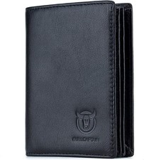 Large Capacity Genuine Leather Bifold Wallet/Credit Card Holder for Men Black