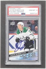 Jason Robertson 2020-21 Upper Deck #235 YG RC (PSA | Autograph Graded PSA 10) Ro