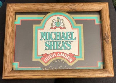 Vintage Michael Shea s Irish Amber Framed Carton Piece Wall Sign 7 3/4  X5 3/4 