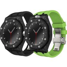 Carbon Fiber Case Mod Kit Rubber Butterfly Clasp Strap For Swatch X AP Royal Pop