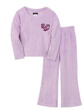 Girl  s CUDDL DUDS Ribbed Fleece Long Sleeve 2-Piece Pajama Set Size S 6/6X NWT