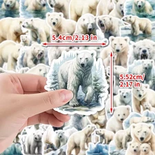 50pc POLAR BEARS Stickers, Good on Laptops-Bike-Phone-Fridge-Water Bottle-Mirror