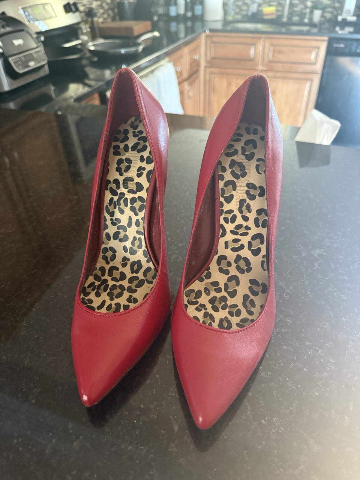 Colin Stuart Victoria's Secret Red Leather Croc High Heel Pumps, Size 7.5