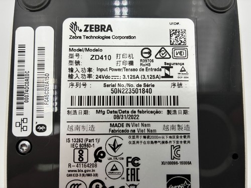 NEW Zebra ZD410-HC Direct Thermal Printer(BT & NW) - COMPLETE - Recent MFD: 2022 - Picture 5 of 9