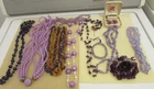VINTAGE LOT OF COSTUME JEWELRY IN SHADES OF PURPLE LOT 2 OVER 1LB.