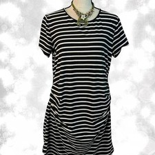 Bodycon black and white striped midi dress