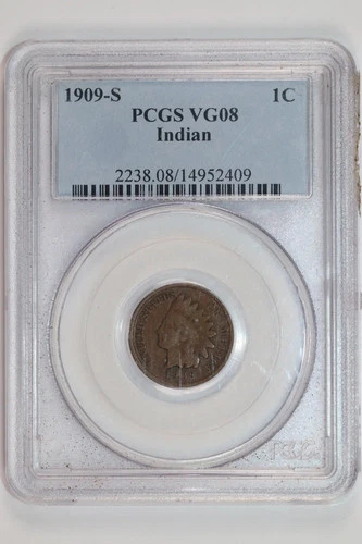 1909-S INDIAN HEAD CENT PCGS VG8