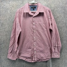 Banana Republic Shirt Mens Large Red Gingham Soft Wash Slim Fit Cotton Casual