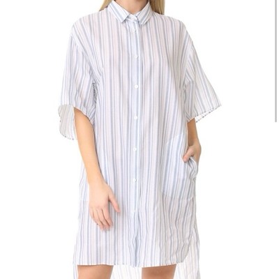Acne Studios Debrah C Stripe Dress Shirt SS17 White/Blue Women s Size 32