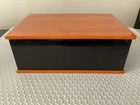 MCM Vintage Bakelite Butterscotch & Black Hinged Jewelry Token Box
