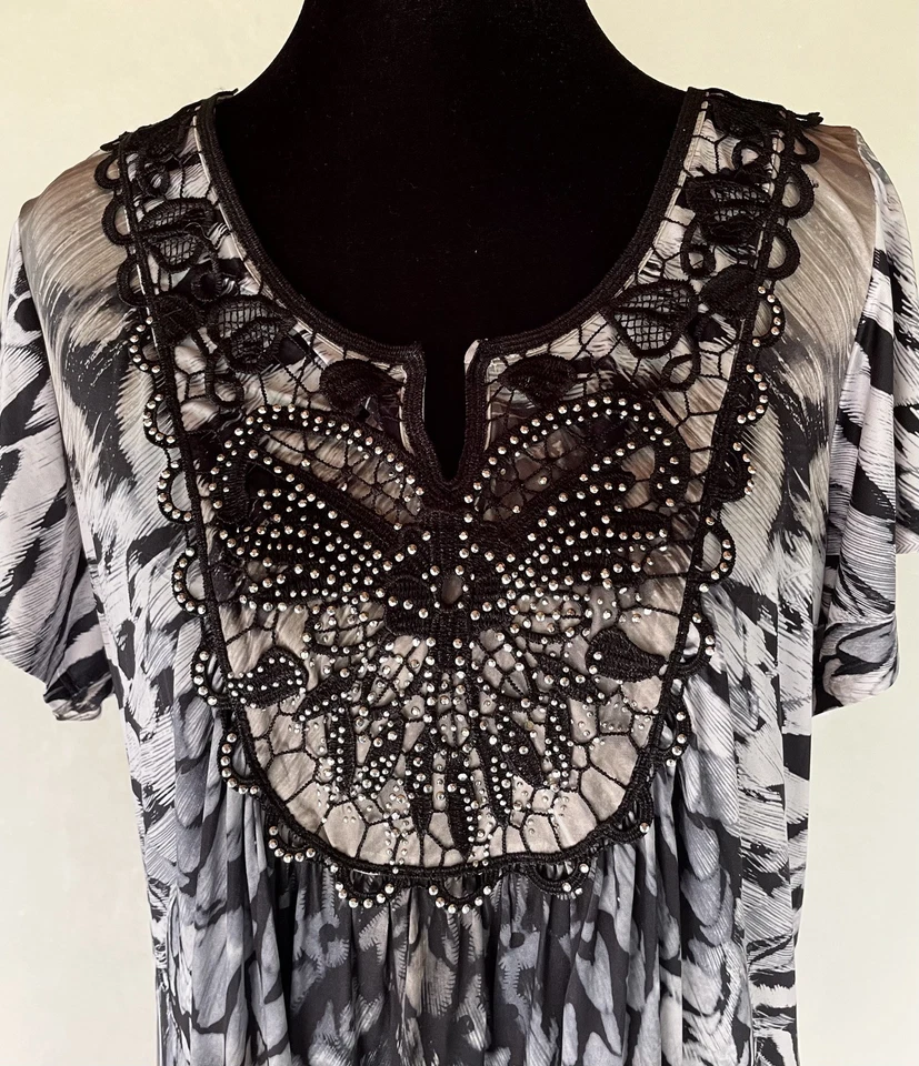 Live & Let Live Black White Embellished Butterfly Dress Size XL Fairy Whimsical - Image 4 of 4