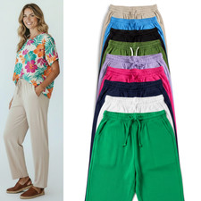 Womens Regular Fit Palazzo Trousers Pockets Summer Beach Holiday Lounge Pants