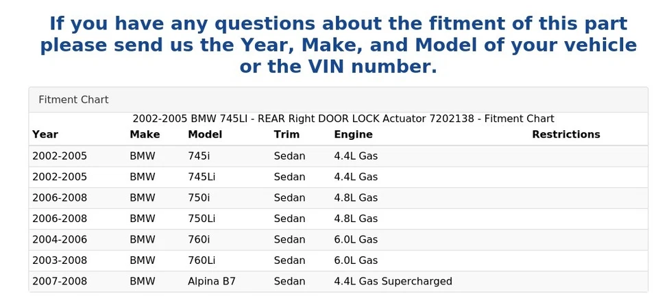 BMW 745LI 2002-2005 - Actuador cerradura puerta trasera derecha 7202138 Foto 4 de 4