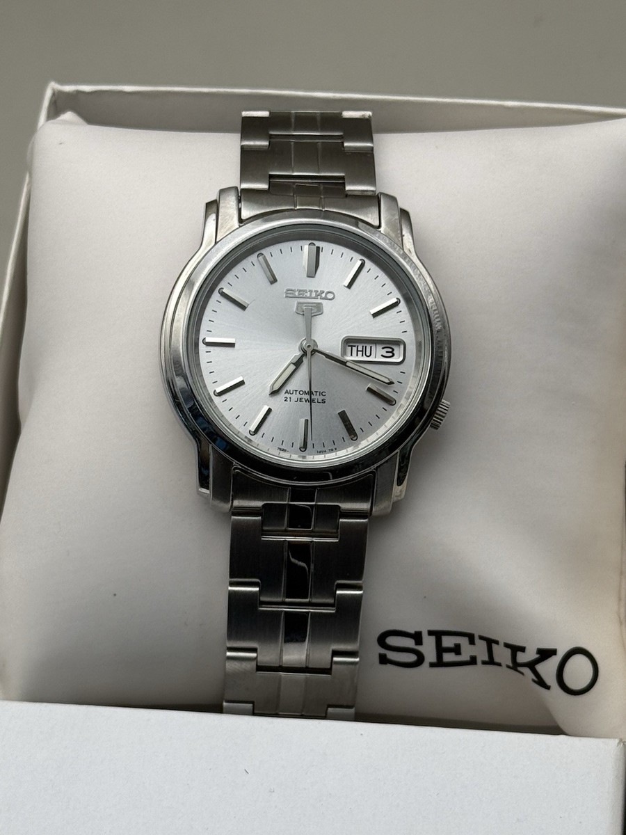 Seiko 5 7S26-03S0 Silver Dial 37mm Men's Automatic Watch | eBay