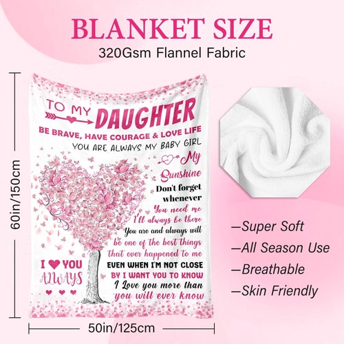 "Daughter Blanket Gift for Birthday, Graduation, Christmas, Valentine's Day" - Picture 6 of 7