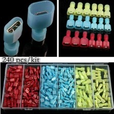 240x Insulated Electrical Wire Splice Terminal Spade & Crimp Connector Set Kit