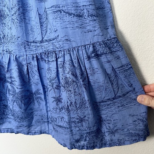 Gap Kids Ruffle Print Sleeveless Dress Tropical Blue Casual Resortwear Medium - Picture 4 of 8