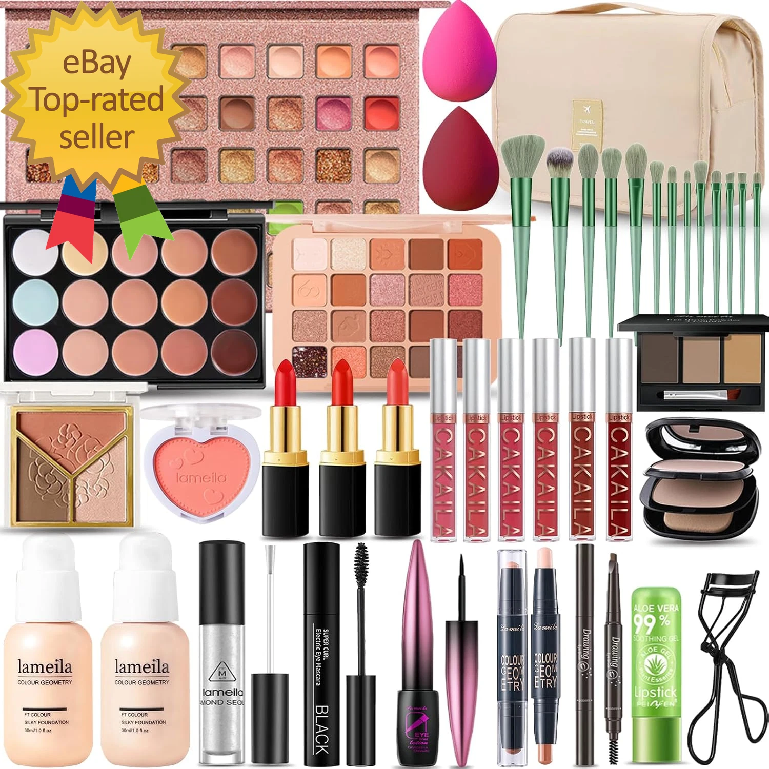Professional Travel Makeup Kit for Women & Teens Foundation Eyeshadow Lipstick
Opens in a new window