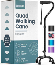 Quad Cane 300 Lb - Adjustable Walking Cane with a Large 4 Pronged Base for Ext