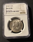 1949 D FRANKLIN HALF DOLLAR NGC MS65 FBL - UNCIRCULATED - 50C