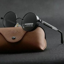 Retro Polarized Sunglasses Round Lens Men Women Driving Gothic Steampunk Glasses