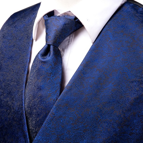 Men's Tuxedo Vest & Bowtie/Necktie Set, Classic Formal Waistcoat Paisley Floral - Picture 114 of 224