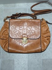 Authentic RED Valentino Brown Leather Bow Purse Crossbody Italy Vintage