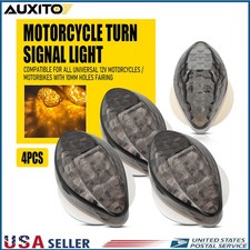 4x Universal Motorcycle Amber Led Turn Signal Blinker Lights Smoked Lens Type