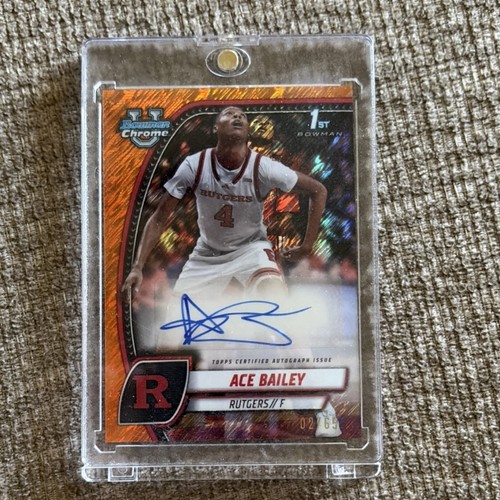 2024-25 Topps Bowman Chrome Ace Bailey Orange Shimmer Auto /65 Rutgers