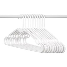 Heavy-Duty Non-Slip Plastic Clothes Hangers with Double Hooks White 10 Pack
