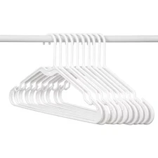 Heavy-Duty Non-Slip Plastic Clothes Hangers with Double Hooks White 10 Pack