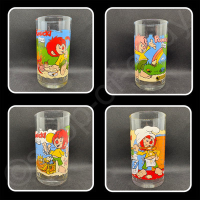 4 x Pumuckl Glas Hengstenberg 2002 Nummer 2 + 3 + 4 + 6 Ellis Kaut Sammelglas