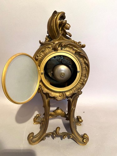 Clock French Antique Louis XV Bronze Ormolu Mantel 19th C Gilt Timepiece - Picture 12 of 16