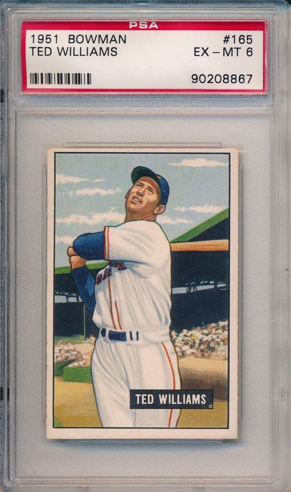 1951 BOWMAN #165 TED WILLIAMS - PSA 6 EX-MT (SVSC) FRESHLY GRADED!
