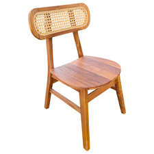 OM SHOWROOM Sedia TEAK Massello Rattan Schienale Design Naturale