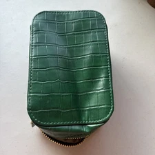 Trish Mcevoy The Power Of Makeup Planner Cosmetic Organizer Green Alligator Faux