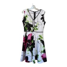 Womens Floral Fit and Flare Dress Size M Sleeveless Skater Wedding Guest Spring