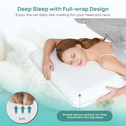 Cooling Soft Memory Foam Pillow, Cervical Neck Pillow for Side Sleepers, Back... - Picture 2 of 7