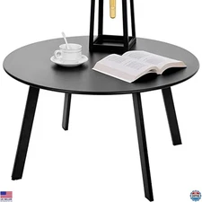 Stylish Round Metal Steel Coffee Table - Weather-Resistant Anti-Rust Black Patio