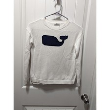 Girls Vineyard Vines White Sweater With Whale. Size Med 10/12