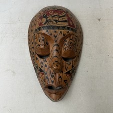 Wooden Carved Mask Indonesian Tribal Wall Hanging Mask