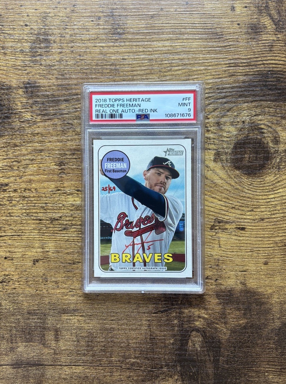 2018 Topps Heritage Freddie Freeman Real One Red Ink Auto /69 PSA 9
