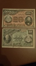 Argentina 10 & 20 Centavos dated 1884 P6 P7 Good Condition 
