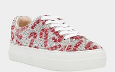 Betsey Johnson Sidny Platform Candy Cane Sneakers -Pink  Silver Size 6M