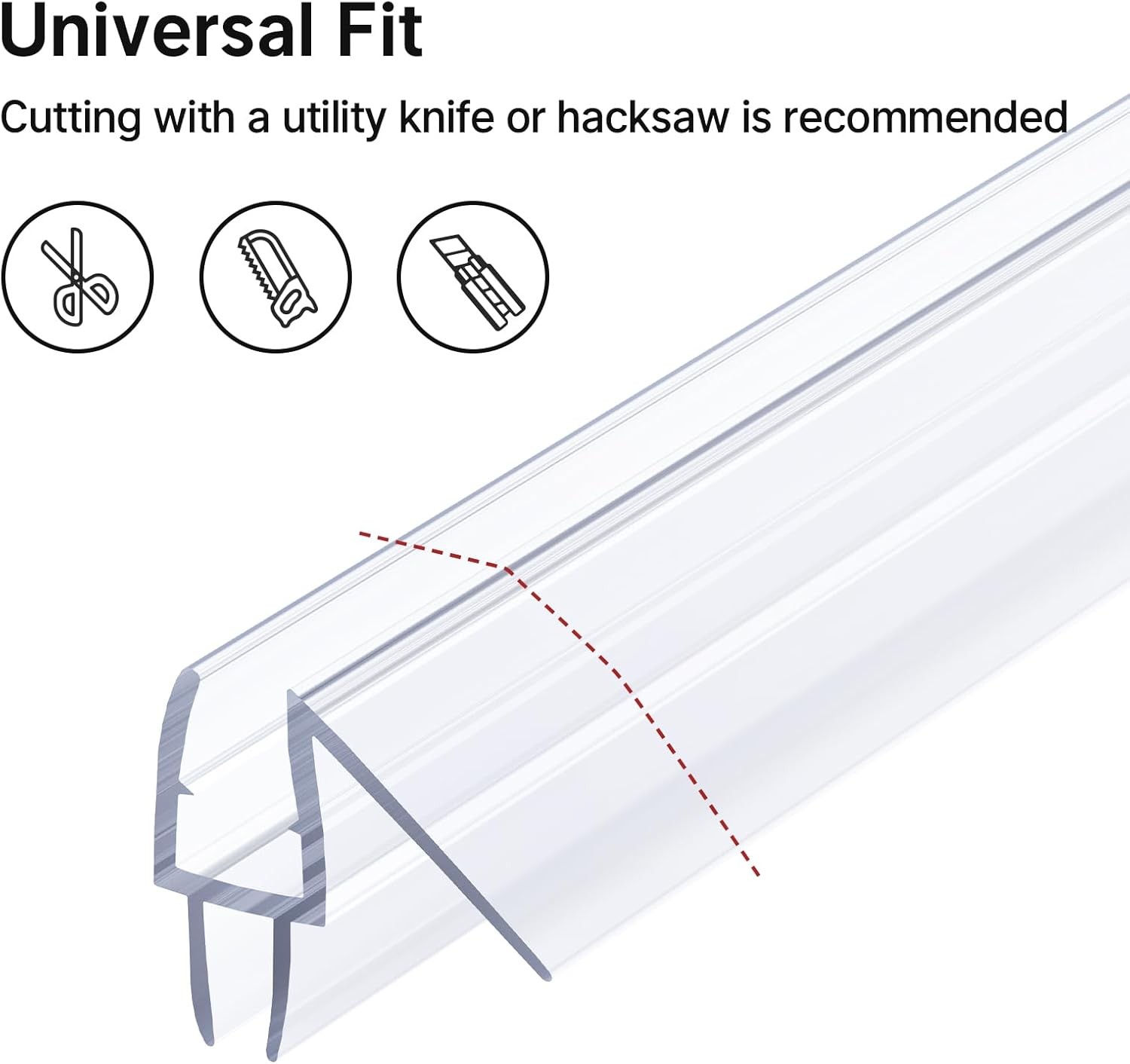 AmazerBath Shower Door Bottom Seal for 1/4 Inch Glass 47.25 Inches Clear 