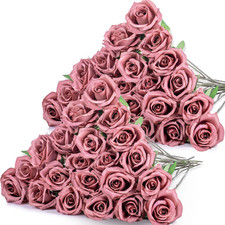40-Piece Dusty Rose Silk Flower Bouquet for Home and Event Decor